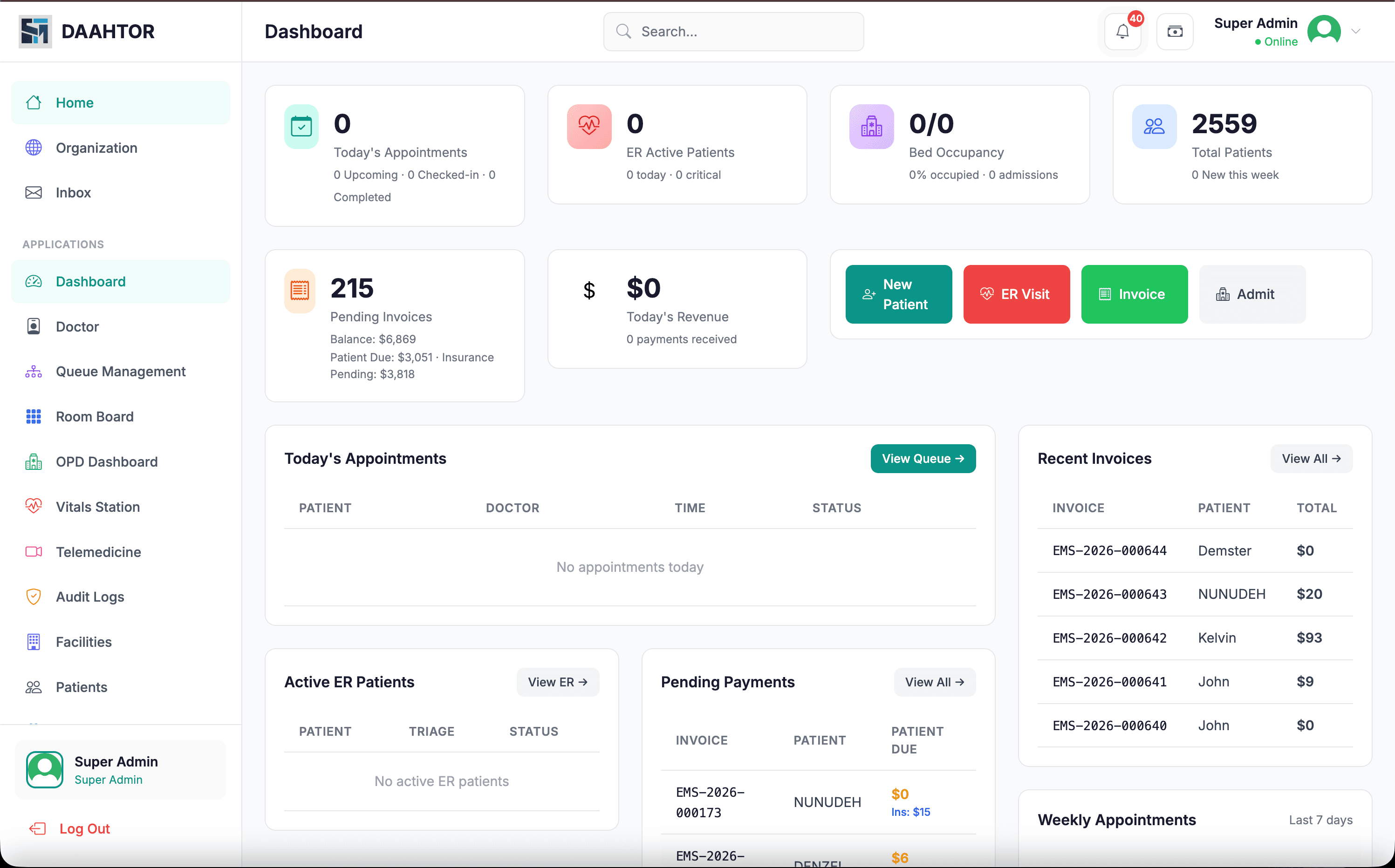 SouMed University Management System Interface
