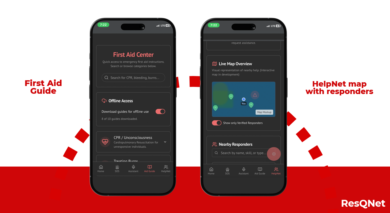 ResQNet App Interface Mockup 1